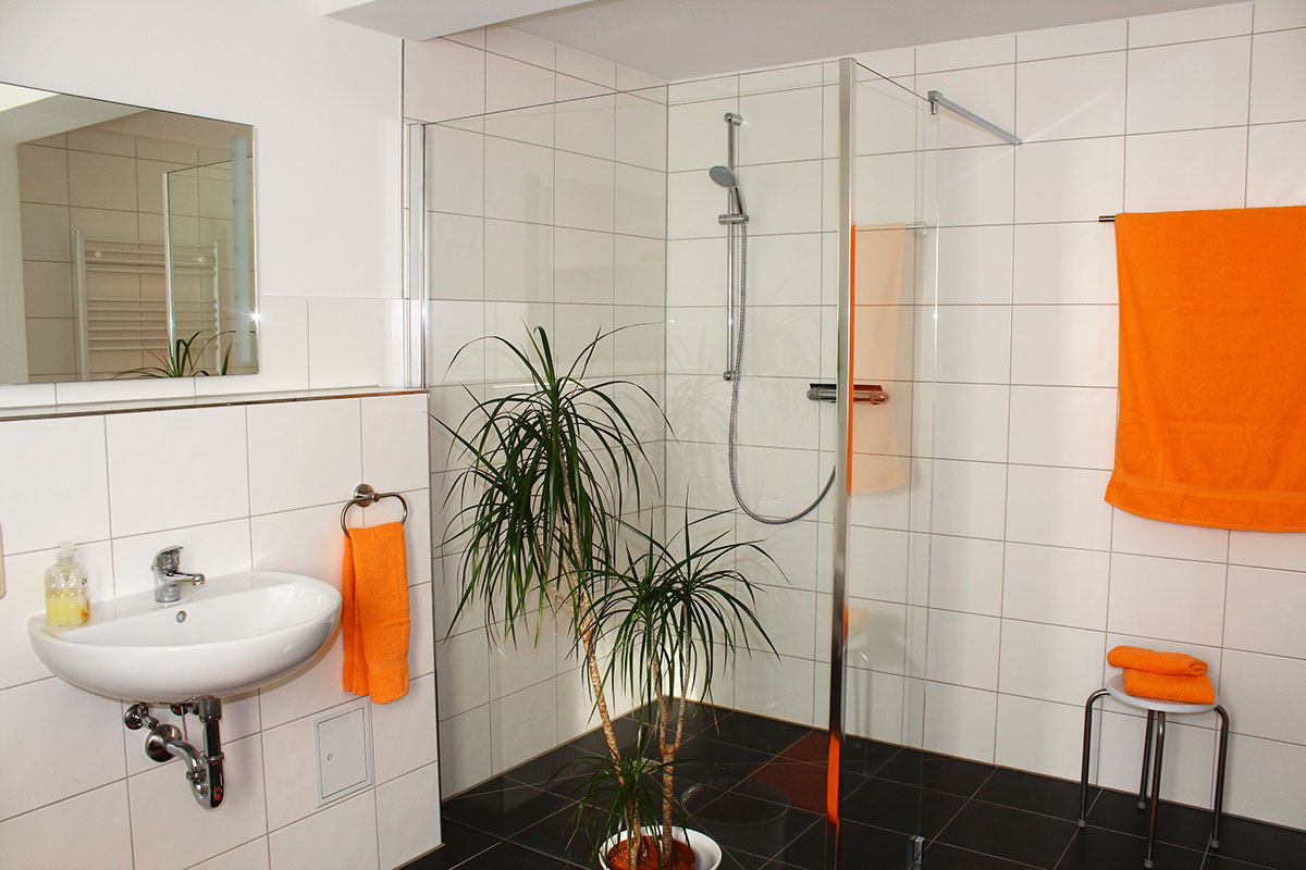 Ferienwohnung Billy in Weißig - Wohnung "Bärenstein" - Badezimmer mit ebenerdiger Dusche